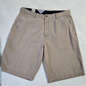 Men's Volcom Khaki Cotton Blend Shorts Size 34